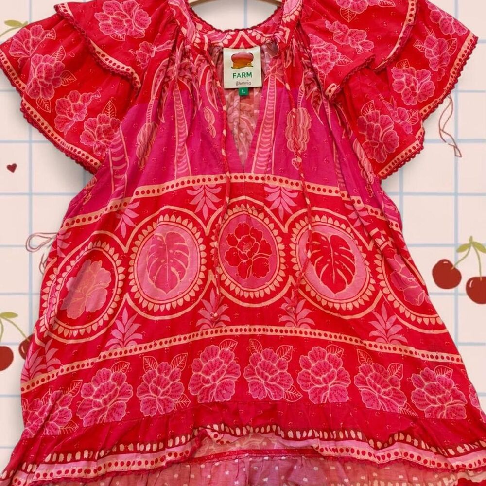 Farm-rio Women's Pink and Red Blouse